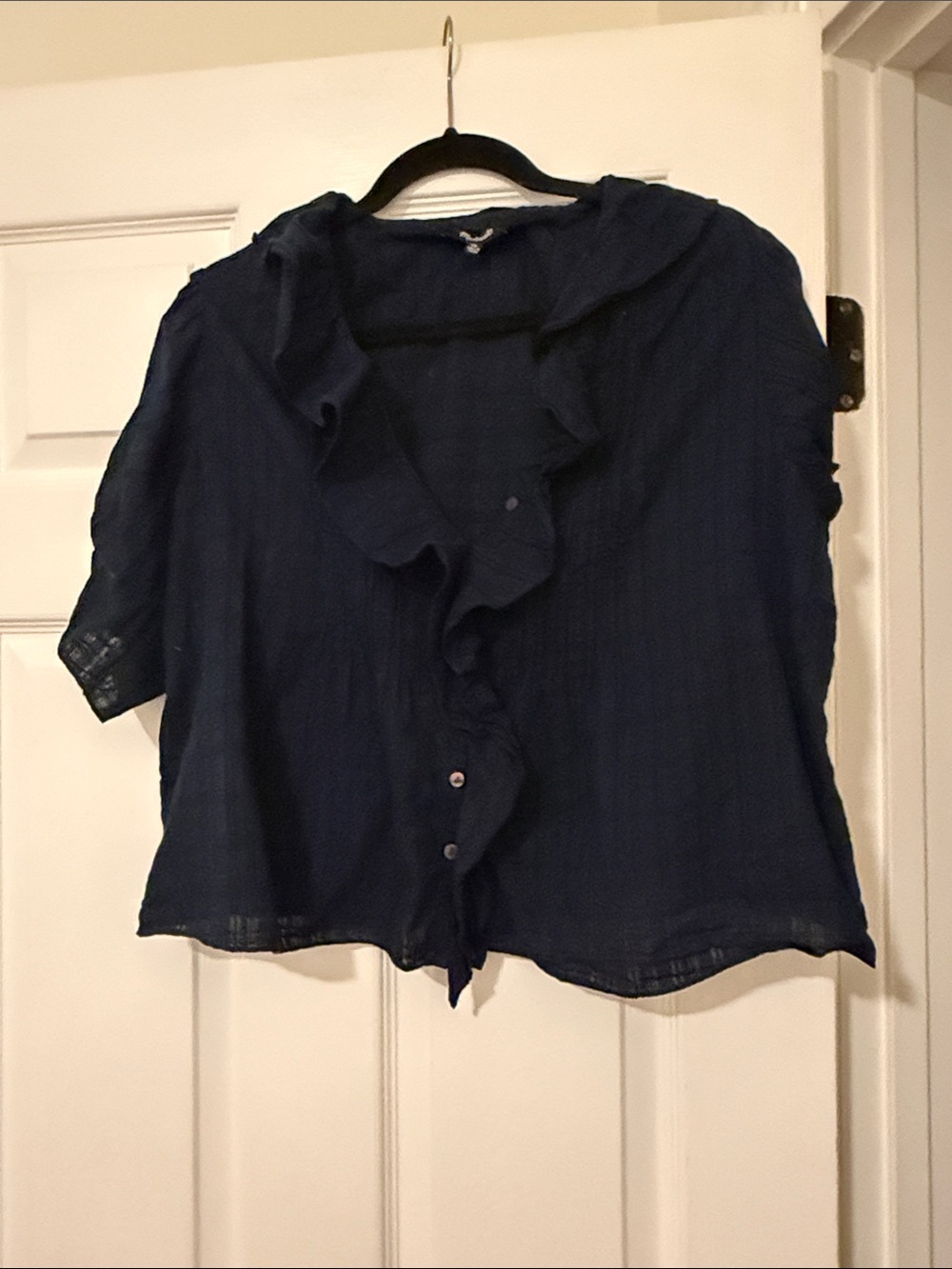 Madewell Women's Black Ruffle Front Blouse